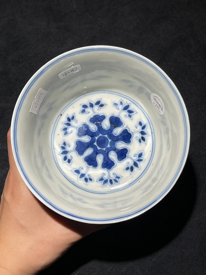 清代 青花花卉纹高足杯 - 图5
