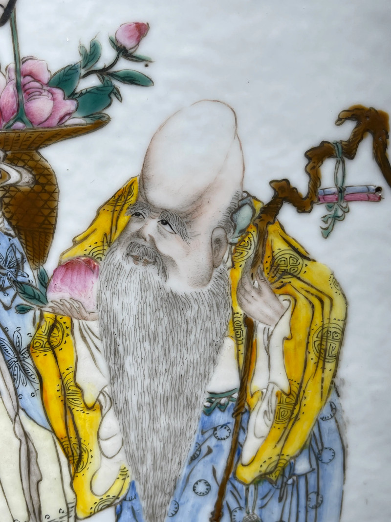 民国 粉彩福禄寿纹插屏 - 图5