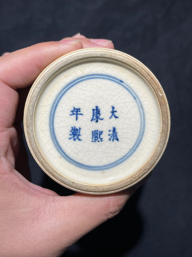 清晚期 浆胎青花折桂图梅瓶一对 - 图12