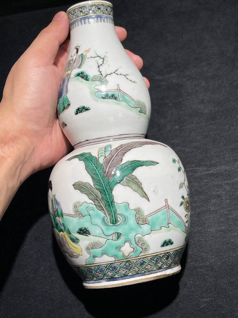 清晚期 五彩人物纹葫芦瓶一对 - 图14