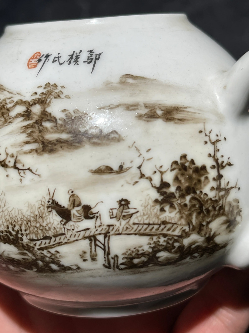 民国 粉彩名家执壶一组两件 - 图15