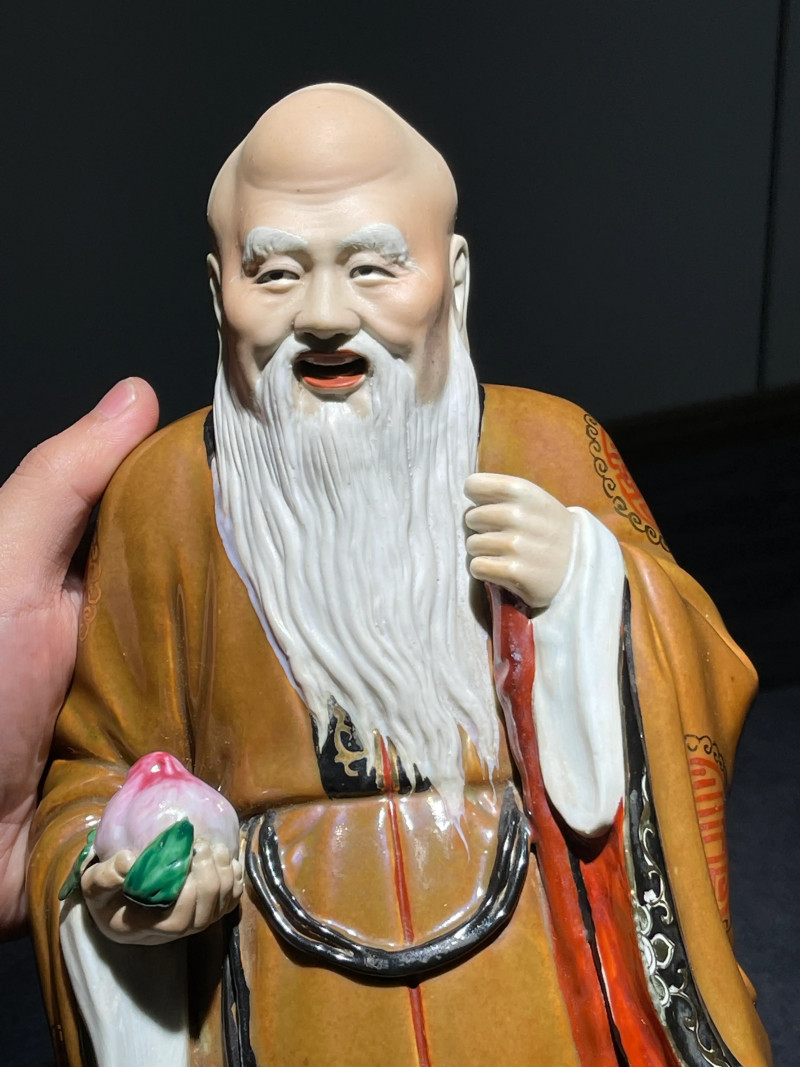 50年代 粉彩寿星瓷塑 - 图3
