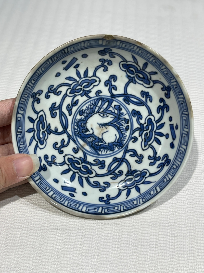 明、清 青花、矾红瓷器一组三件 - 图17