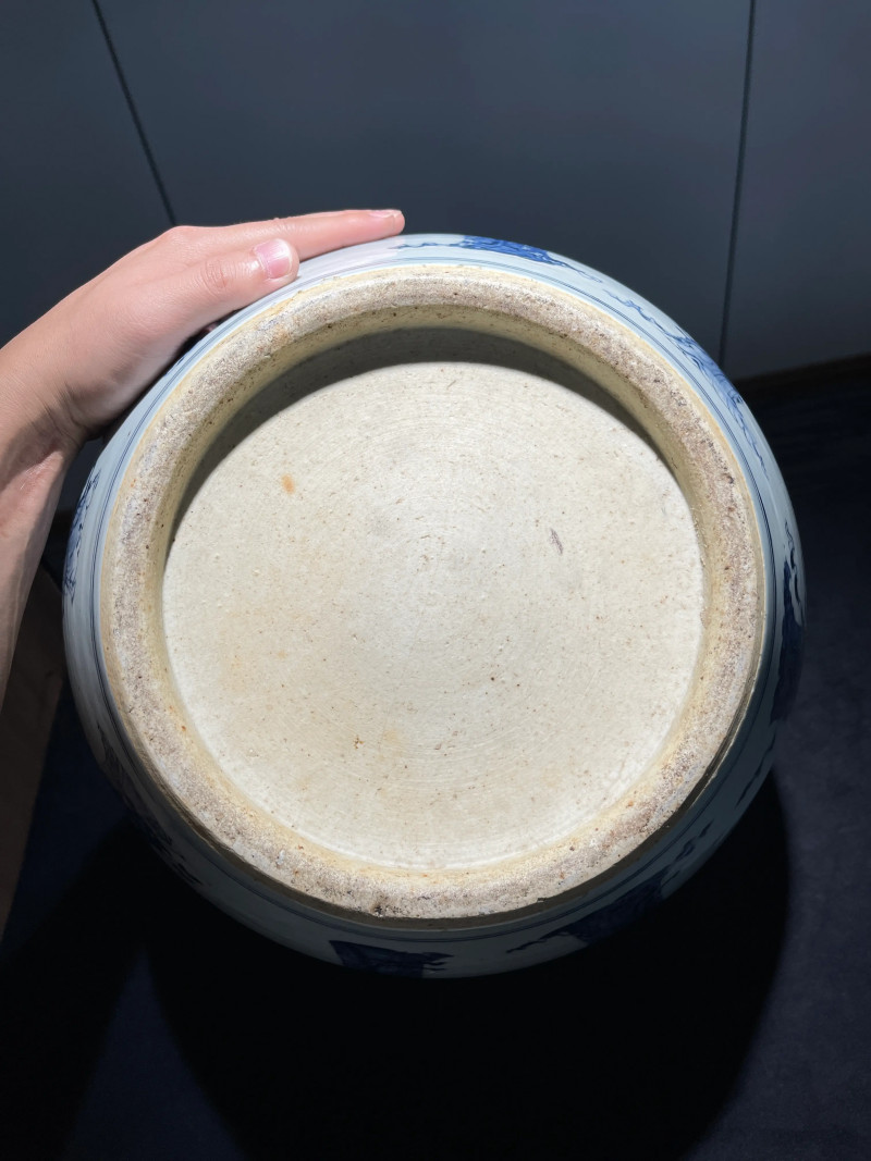 清晚期 青花人物纹卷缸 - 图11