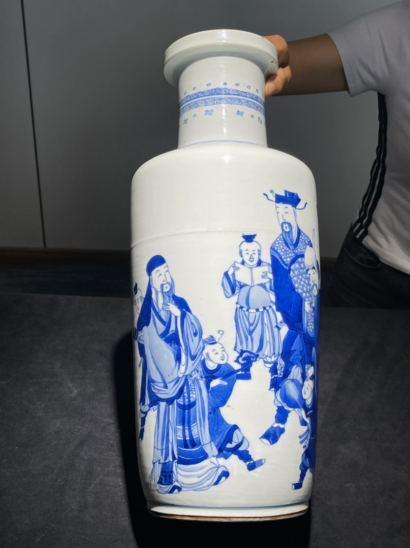 清康熙 青花福禄寿纹棒槌瓶 - 图2