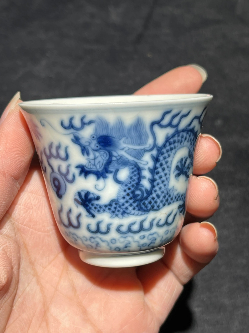 清光绪 青花龙纹杯 - 图2