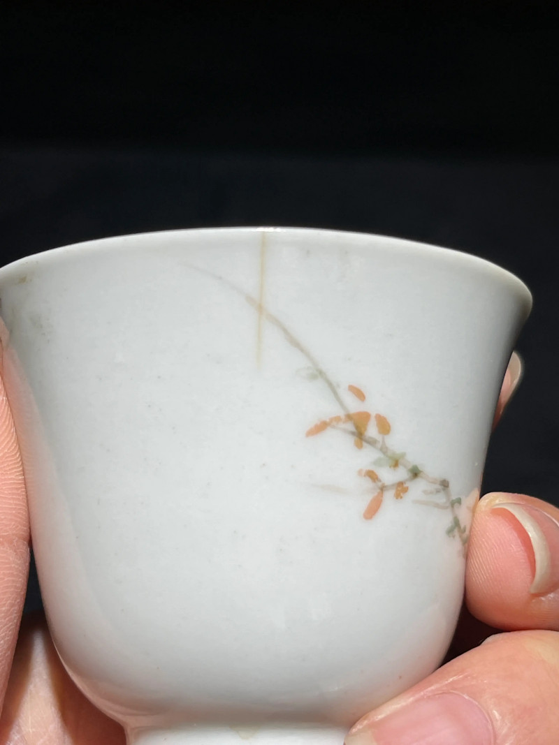 清光绪 浅绛彩花鸟纹杯一组三只 - 图10
