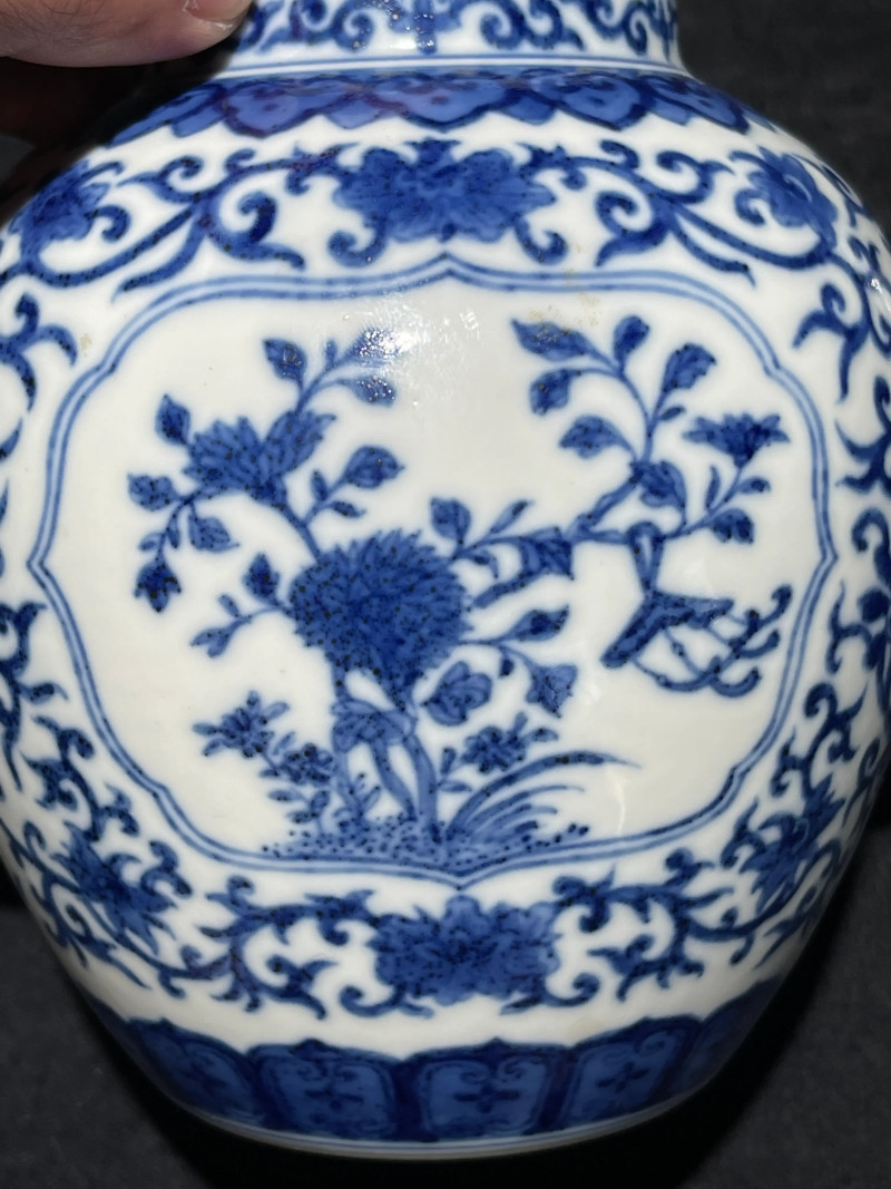 清道光 青花花卉纹执壶 - 图6