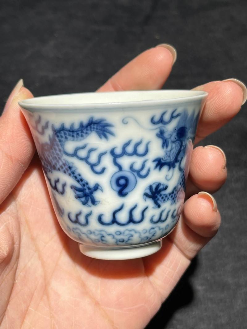 清光绪 青花龙纹杯 - 图3