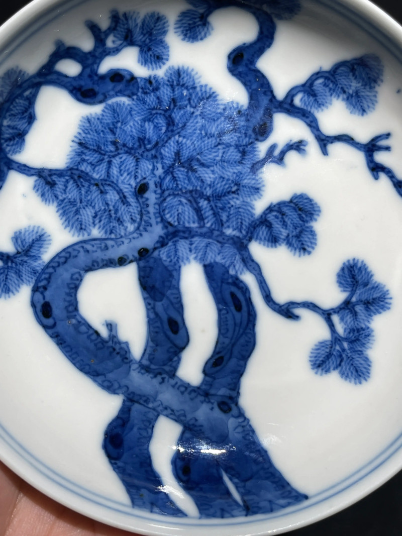 清光绪 青花虬松图小盘 - 图3