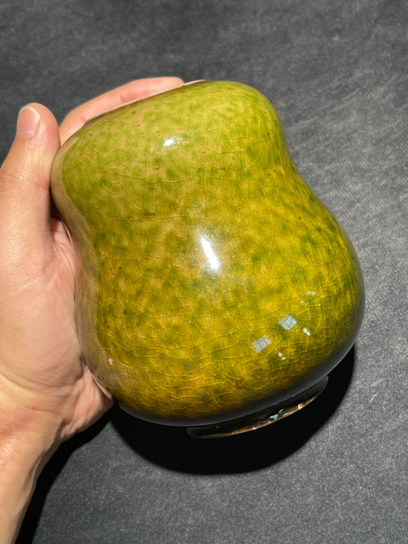 清中期 豇豆红釉葫芦形花囊 - 图5