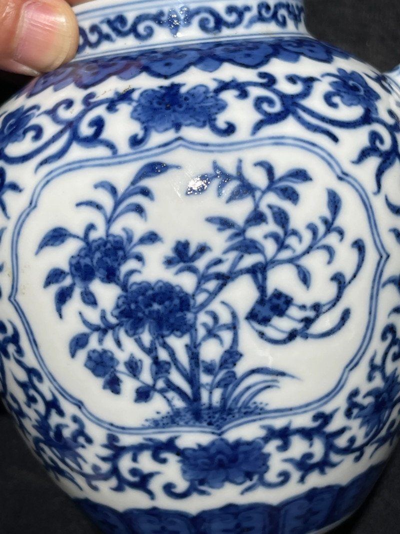 清道光 青花花卉纹执壶 - 图7
