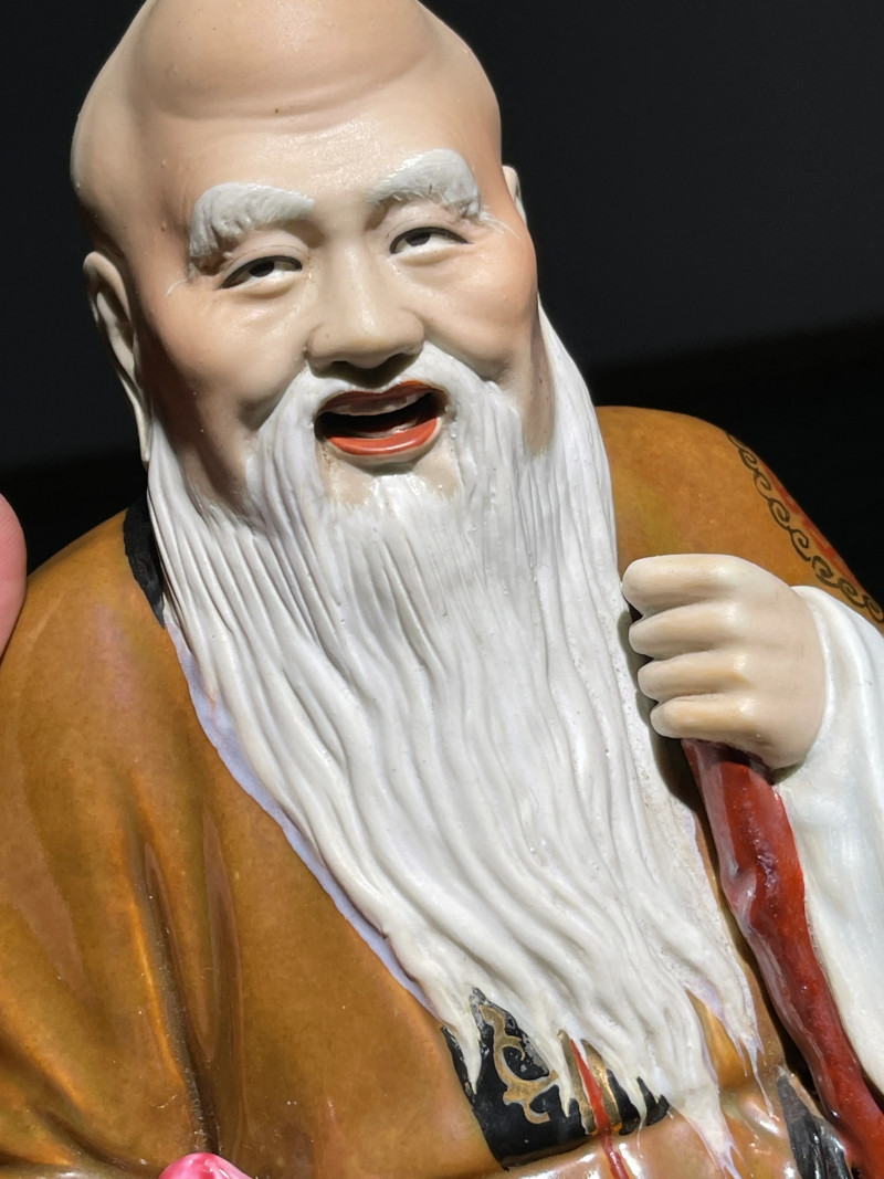 50年代 粉彩寿星瓷塑 - 图5