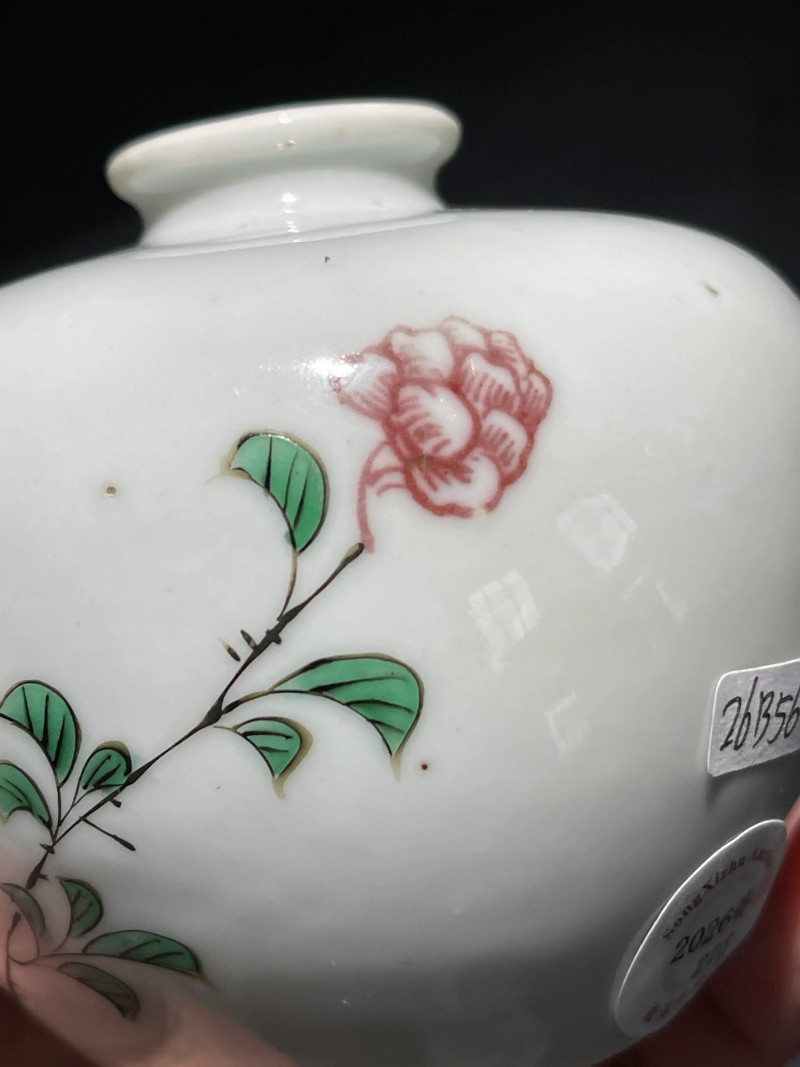 清光绪 仿康熙釉里红加五彩花卉纹苹果尊 - 图8