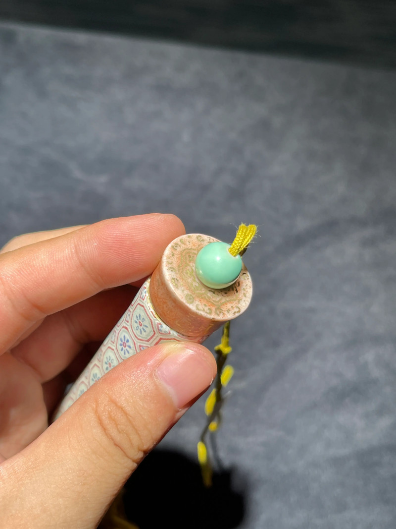 清乾隆 洋彩几何纹牙签筒 - 图5