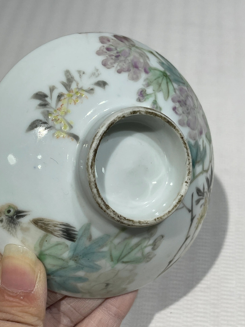 清晚期 浅绛彩盖、托一组八件 - 图20