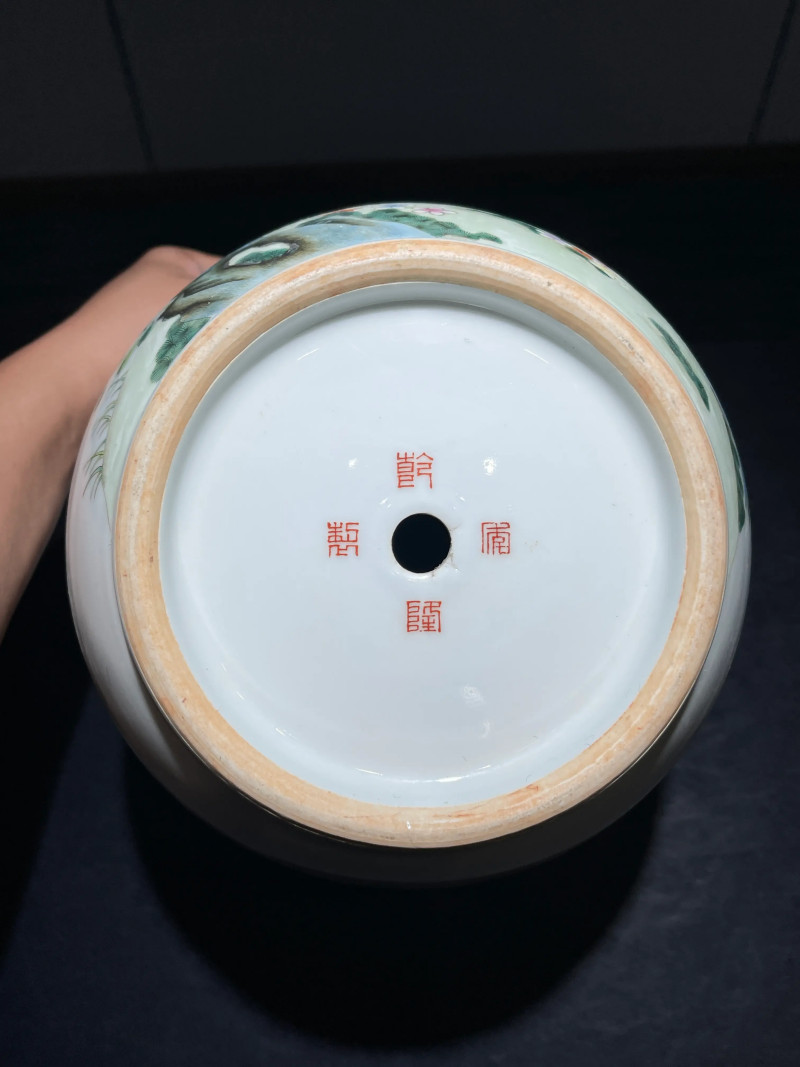 民国 粉彩双鹿纹花盆一对 - 图19