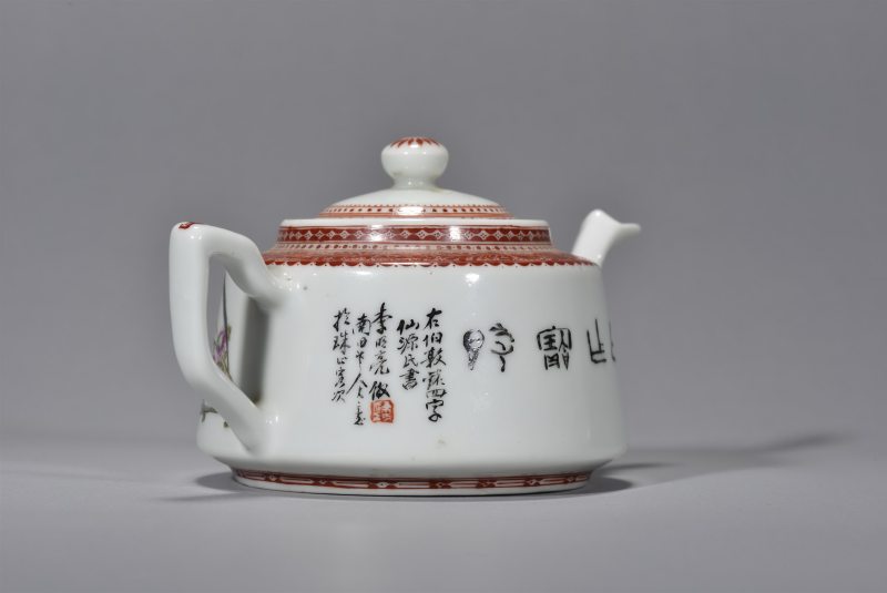 民国 李明亮粉彩花鸟壶 - 图4