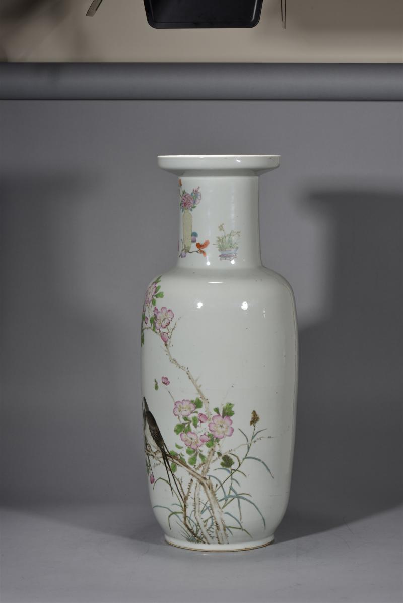 清道光 乐古堂花鸟棒槌瓶 - 图4