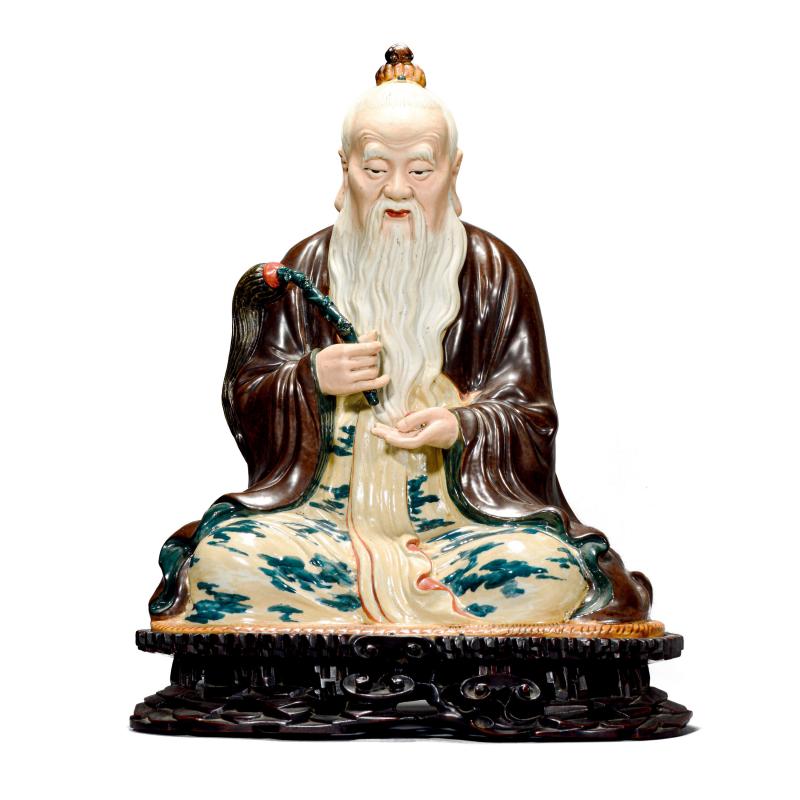 民国 曾龙升太上老君瓷塑