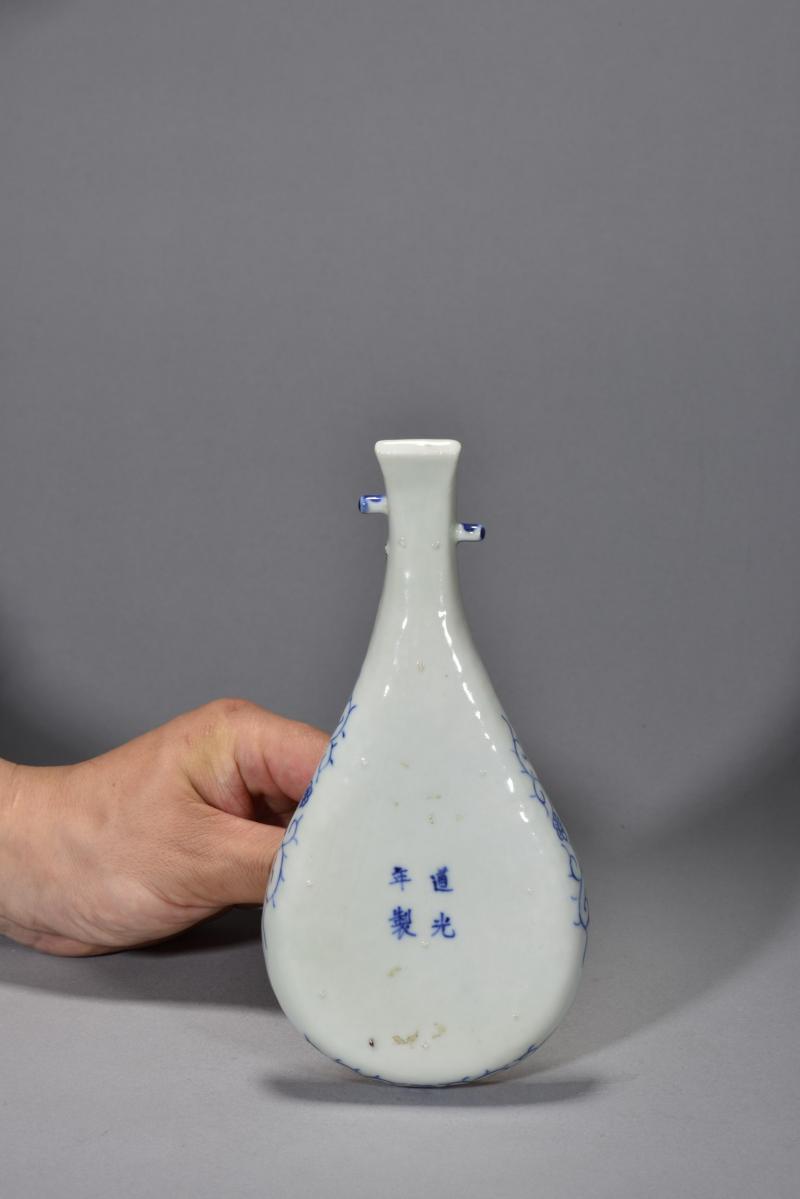 清道光 青花龙凤纹琵琶型笔舔 - 图3