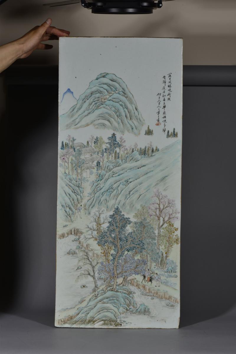 清光绪 余焕文浅绛彩「四季山水图」四条屏 - 图2