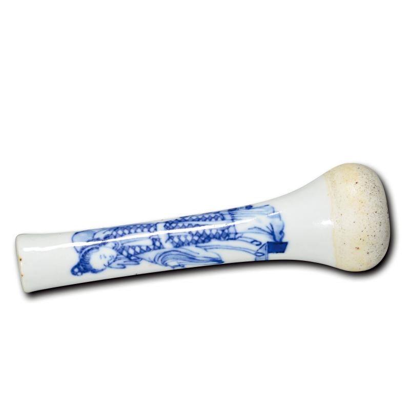 清康熙 青花人物药杵