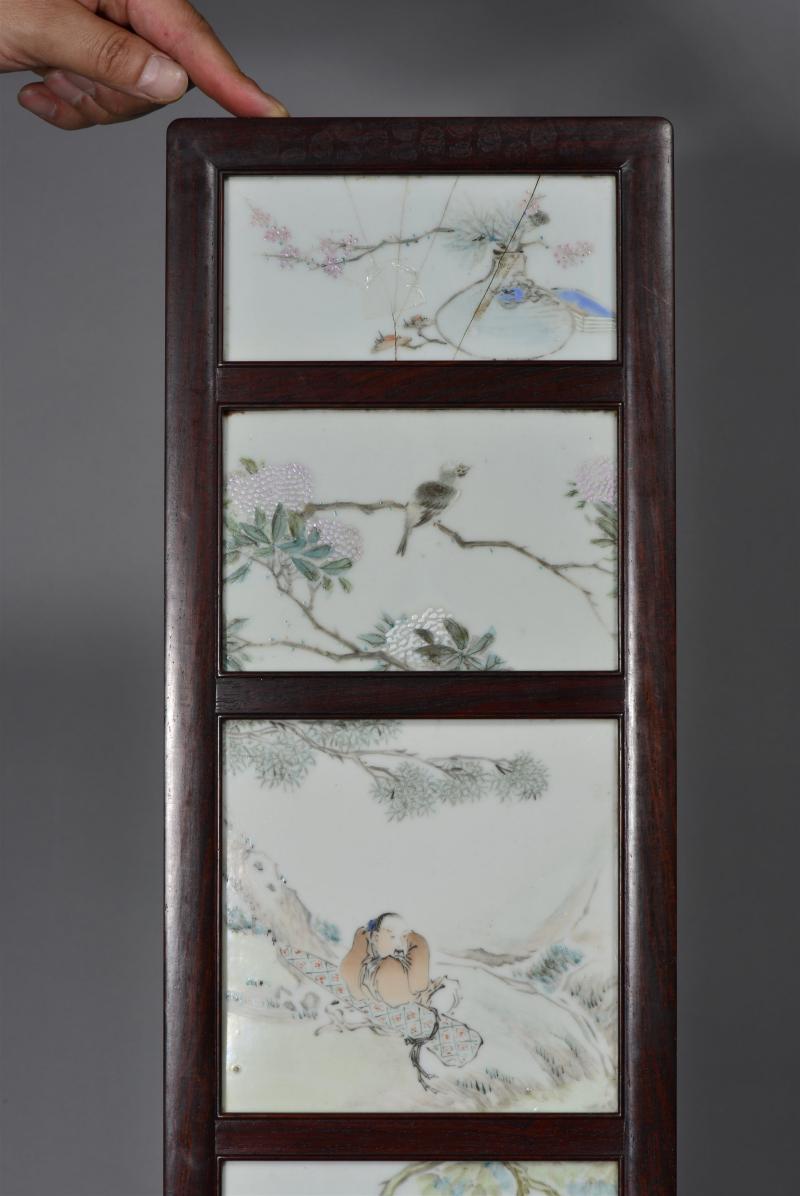 清光绪 任焕章浅绛彩山水人物花鸟八条屏 - 图3
