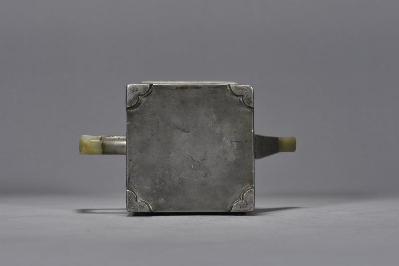 清道光 范述曾紫砂包锡四方壶 - 图4