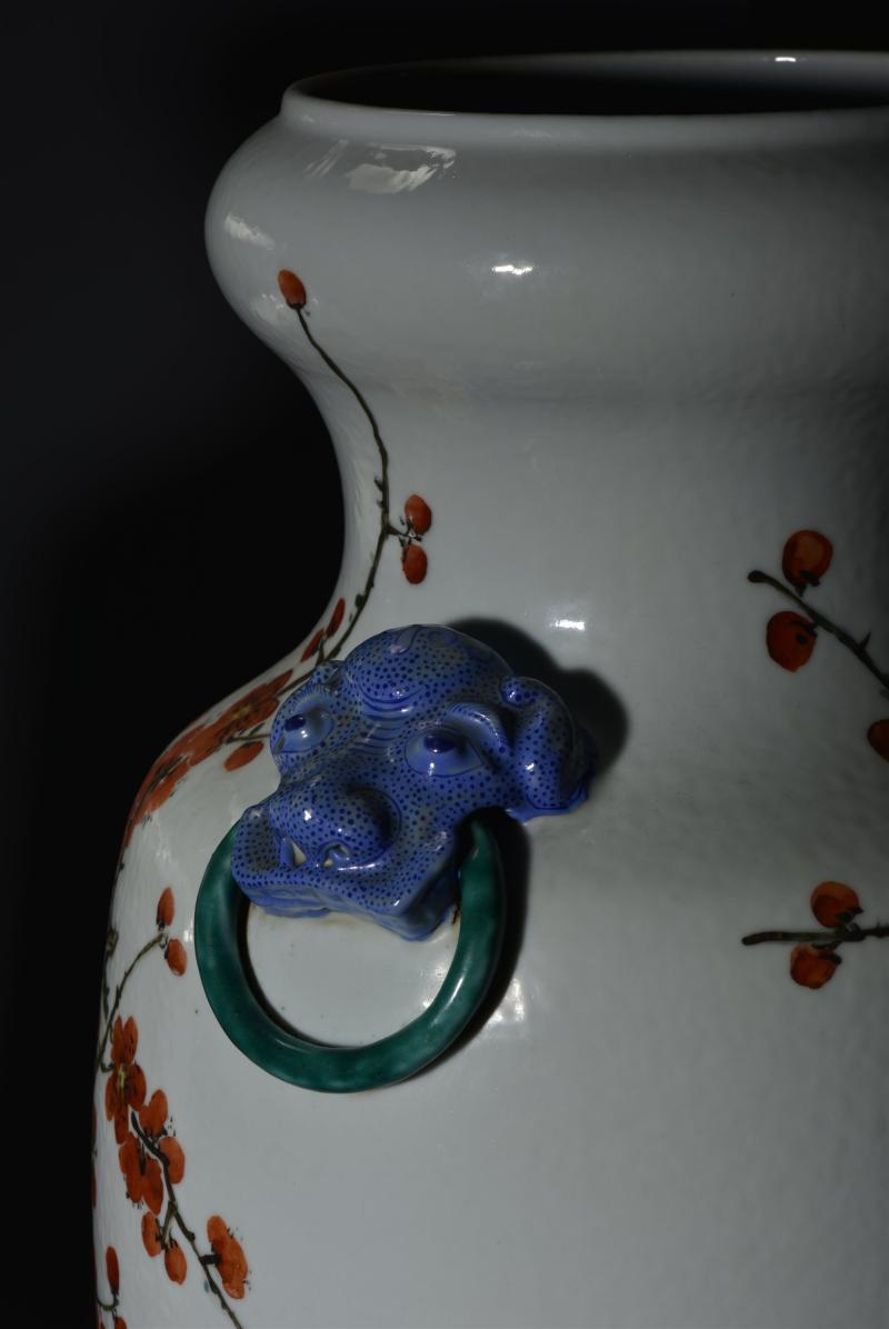 清光绪 金品卿风格浅绛彩梅花图大瓶一对 - 图11