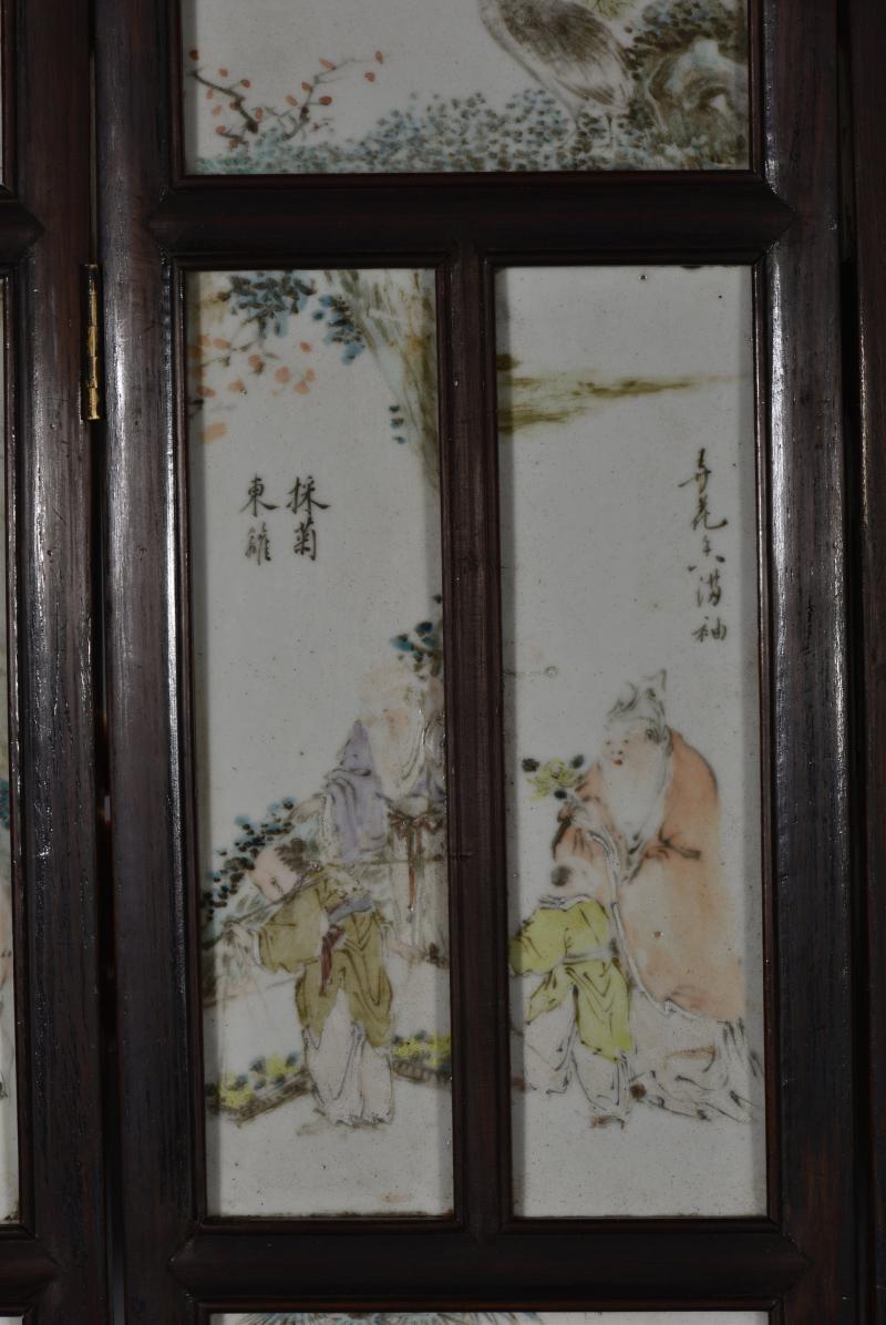 清光绪 罗炳荣浅绛彩屏风 - 图5