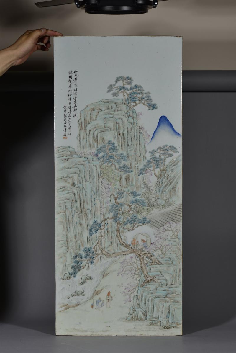 清光绪 余焕文浅绛彩「四季山水图」四条屏 - 图5