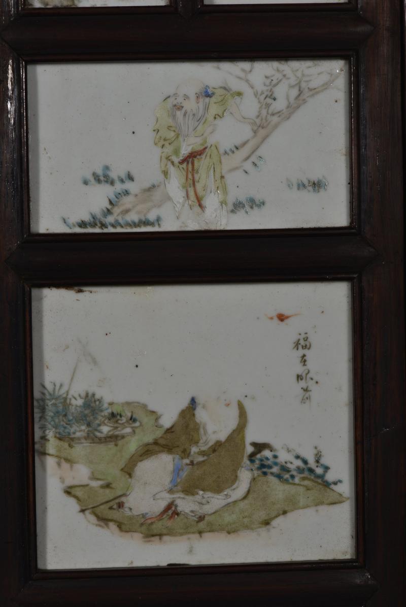 清光绪 罗炳荣浅绛彩屏风 - 图7