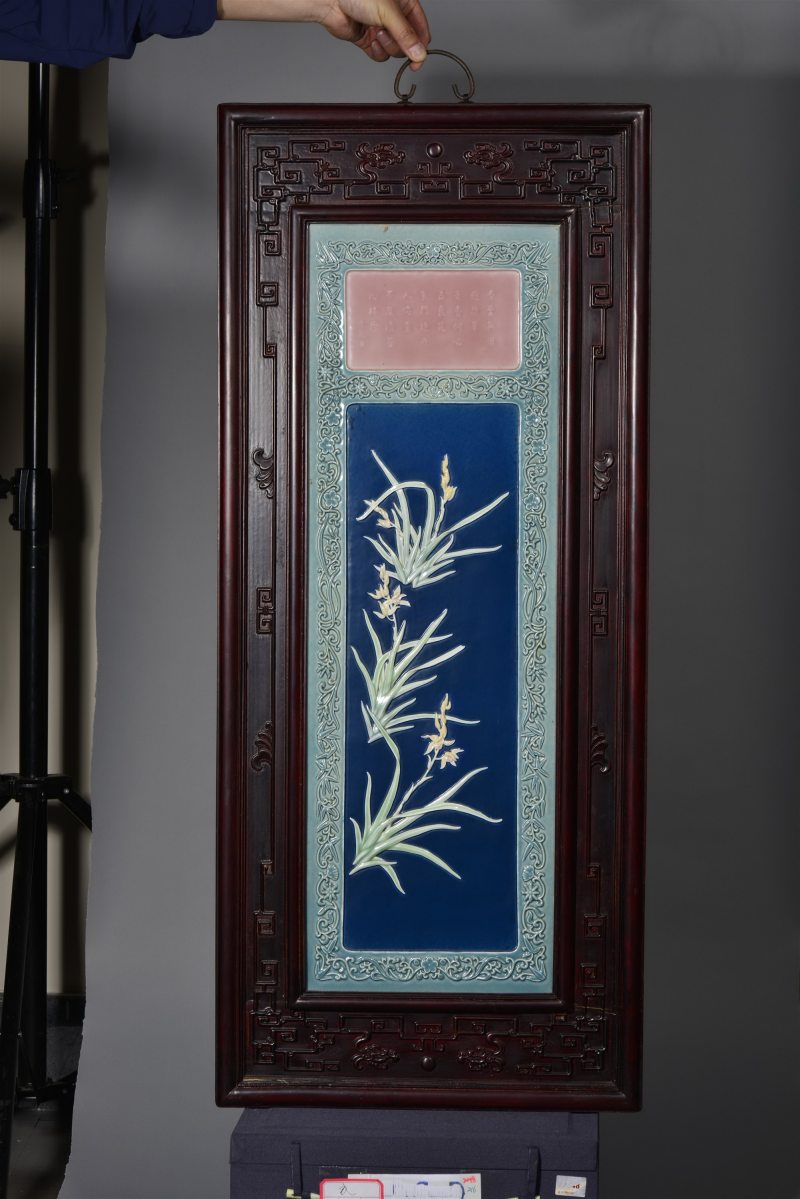 近现代 黄秀乾梅兰竹菊瓷板一套 - 图10