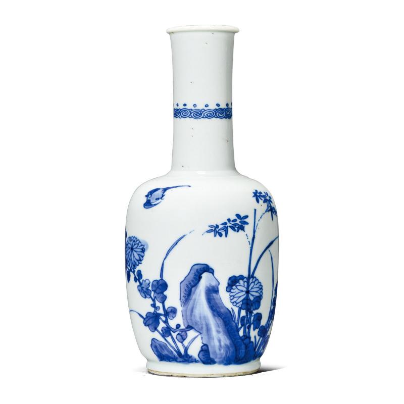 清康熙 青花八百春秋纹纸槌瓶
