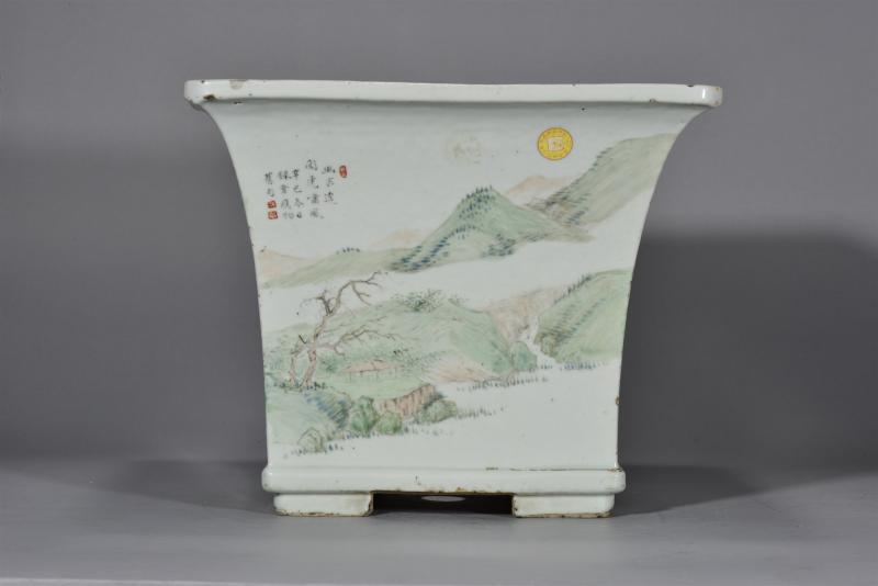 清光绪 右文山水四方大花盆 - 图9