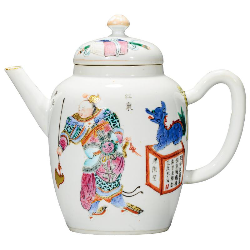 清咸丰 粉彩无双谱茶壶