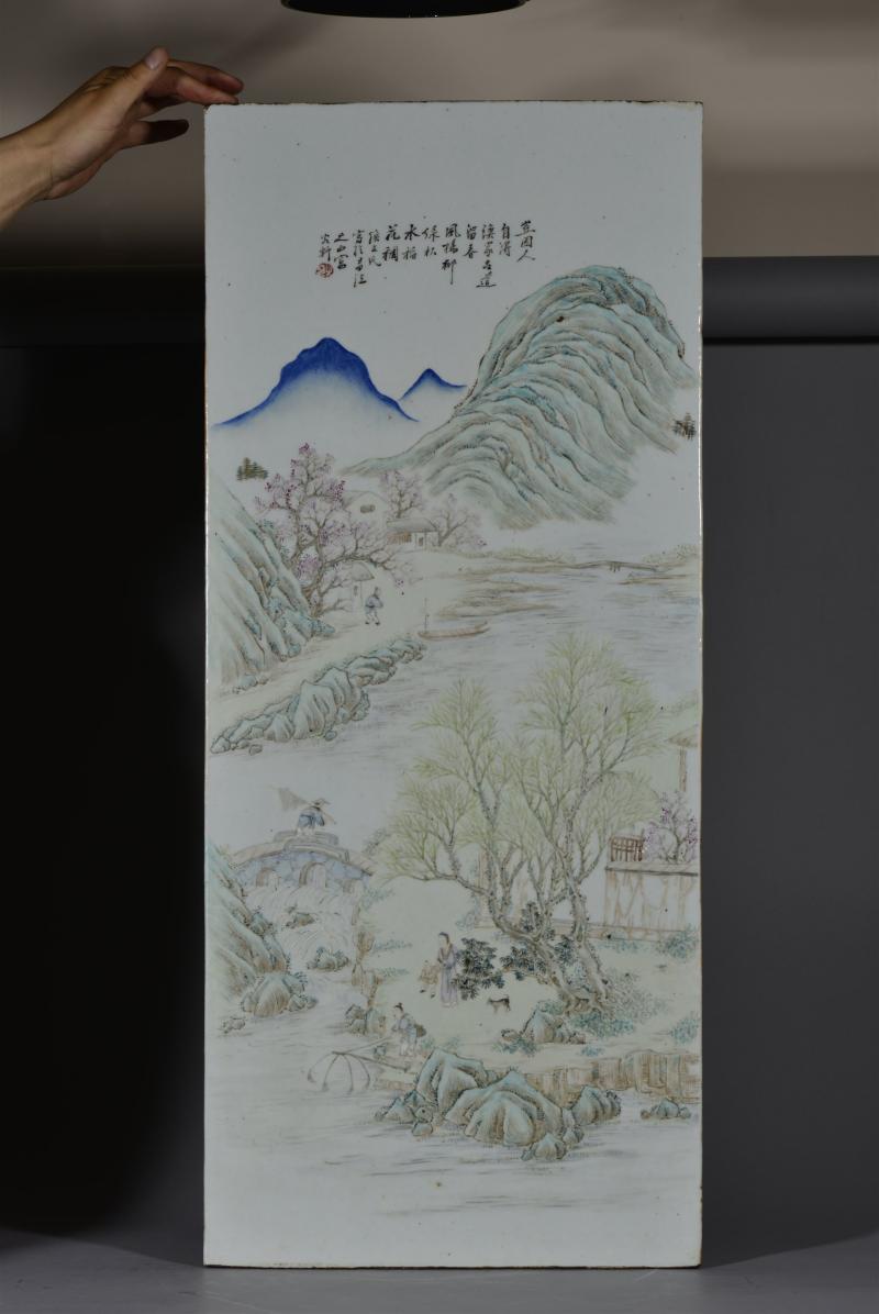 清光绪 余焕文浅绛彩「四季山水图」四条屏 - 图10