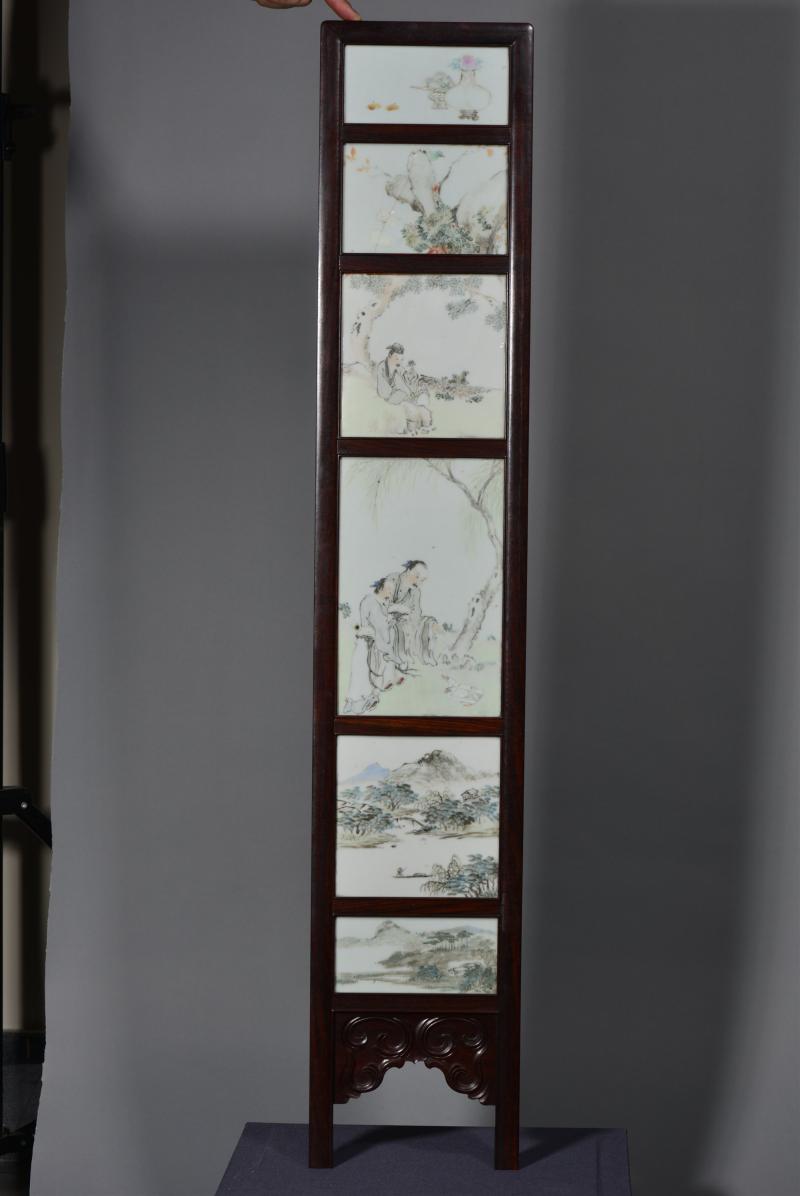 清光绪 任焕章浅绛彩山水人物花鸟八条屏 - 图9