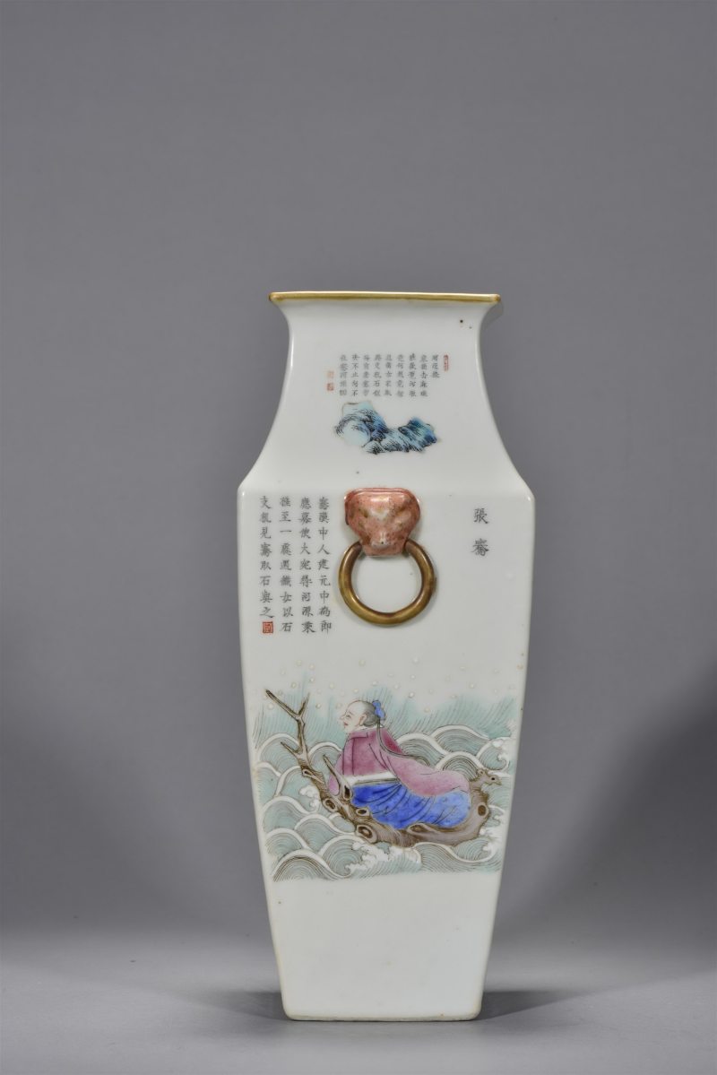 清道光 粉彩无双谱四方瓶 - 图7