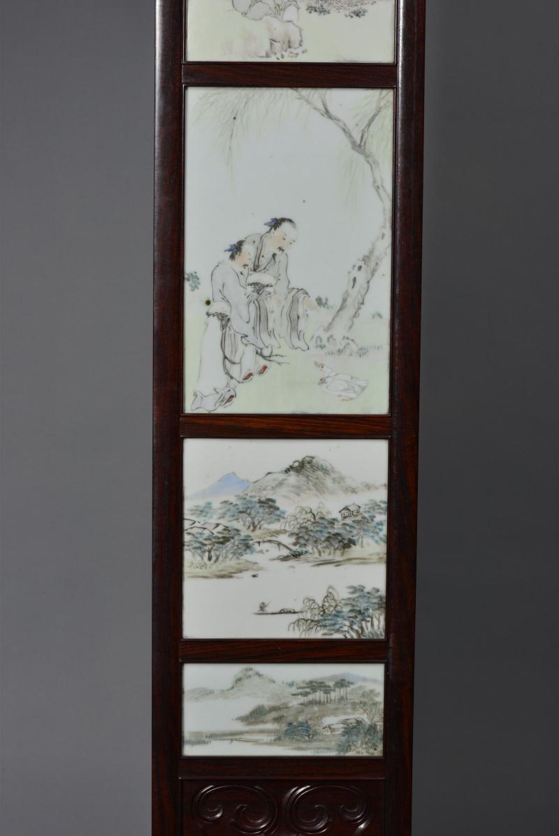 清光绪 任焕章浅绛彩山水人物花鸟八条屏 - 图11
