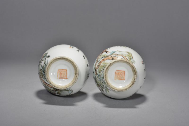 清光绪 许品衡浅绛彩花鸟象耳瓶一对 - 图4