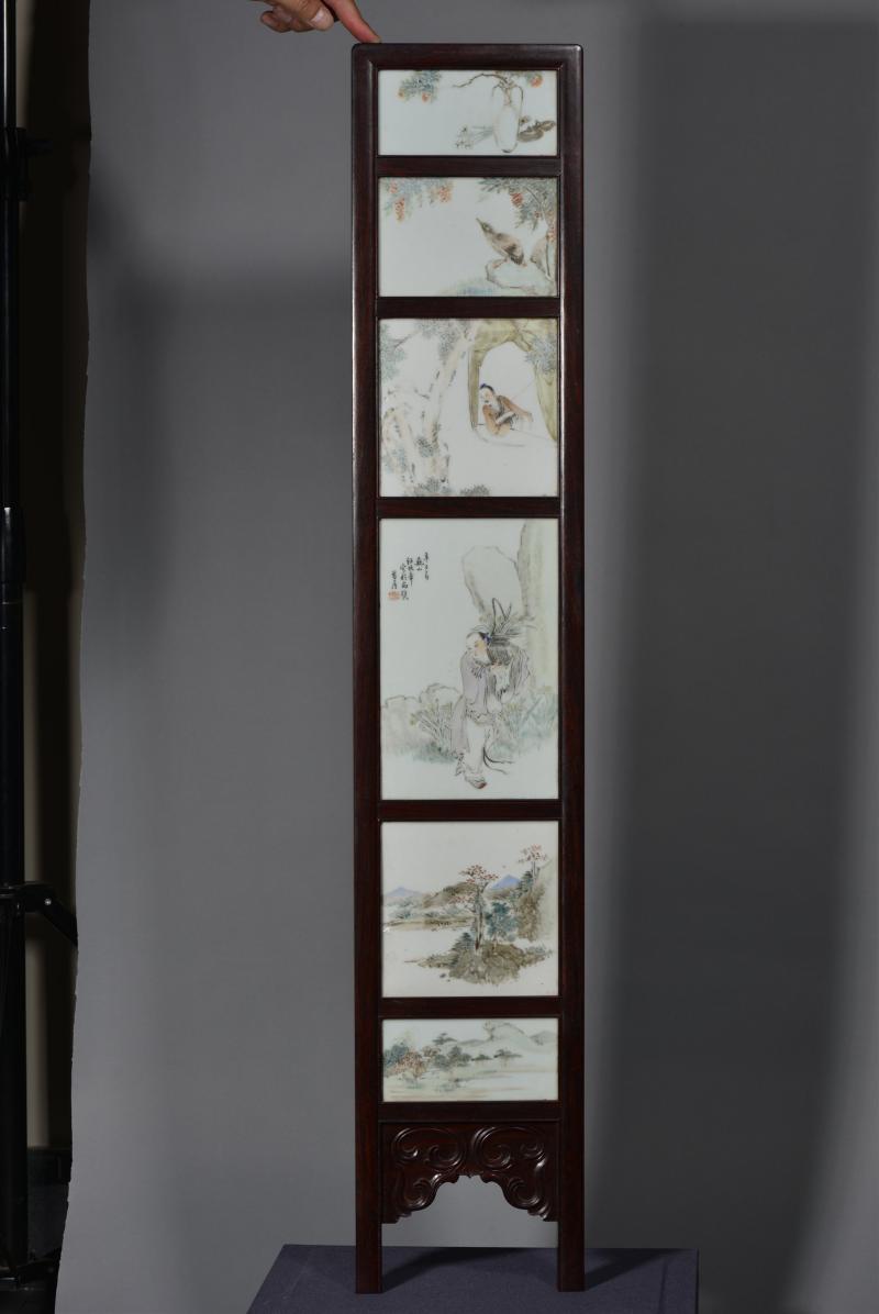清光绪 任焕章浅绛彩山水人物花鸟八条屏 - 图12