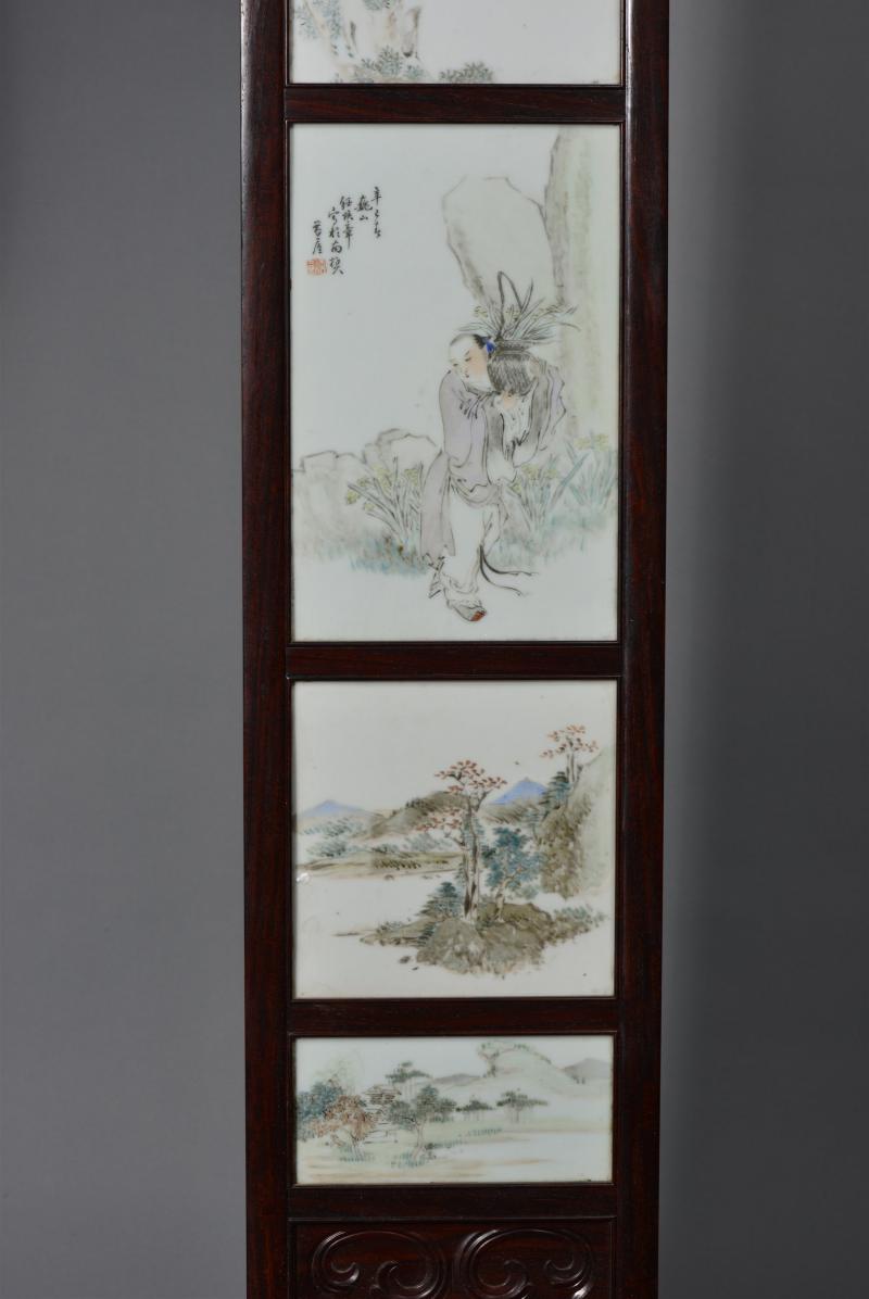 清光绪 任焕章浅绛彩山水人物花鸟八条屏 - 图14