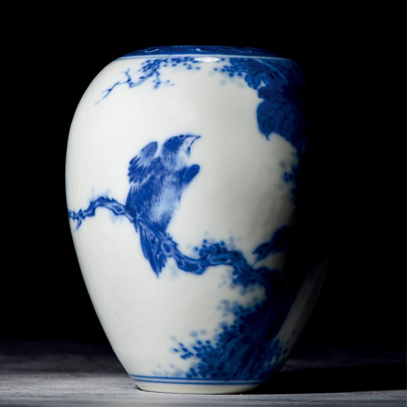 清光绪 青花花鸟纹水盂