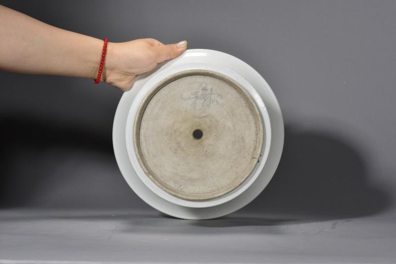 清晚期 白釉弦纹花盆 - 图4