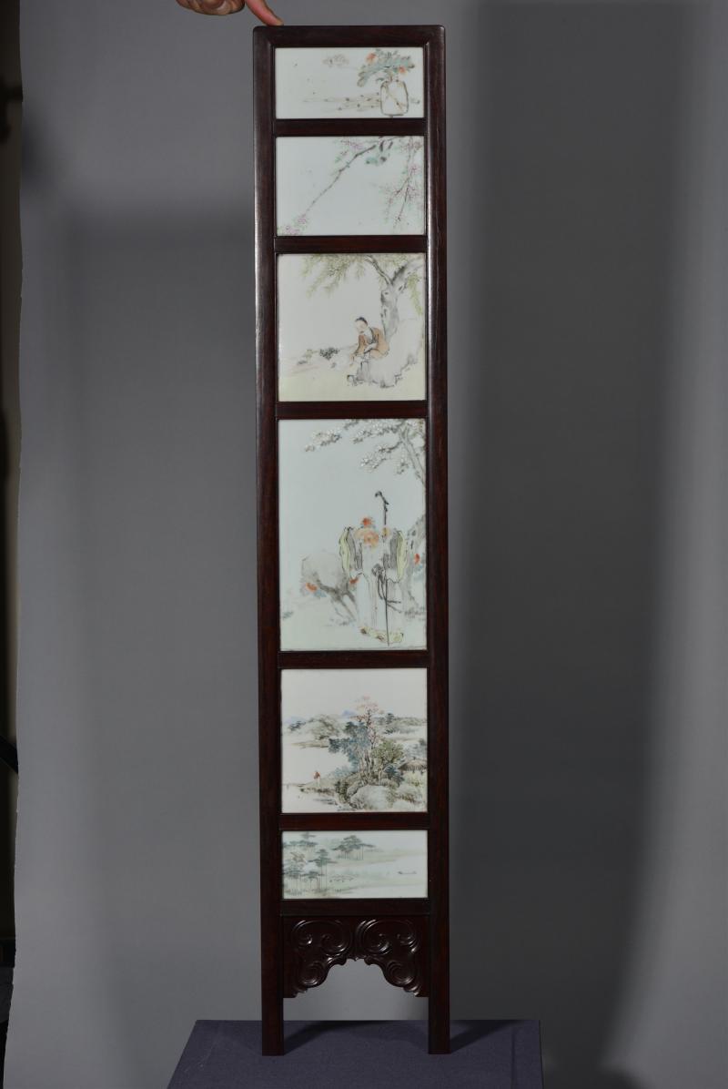 清光绪 任焕章浅绛彩山水人物花鸟八条屏 - 图15