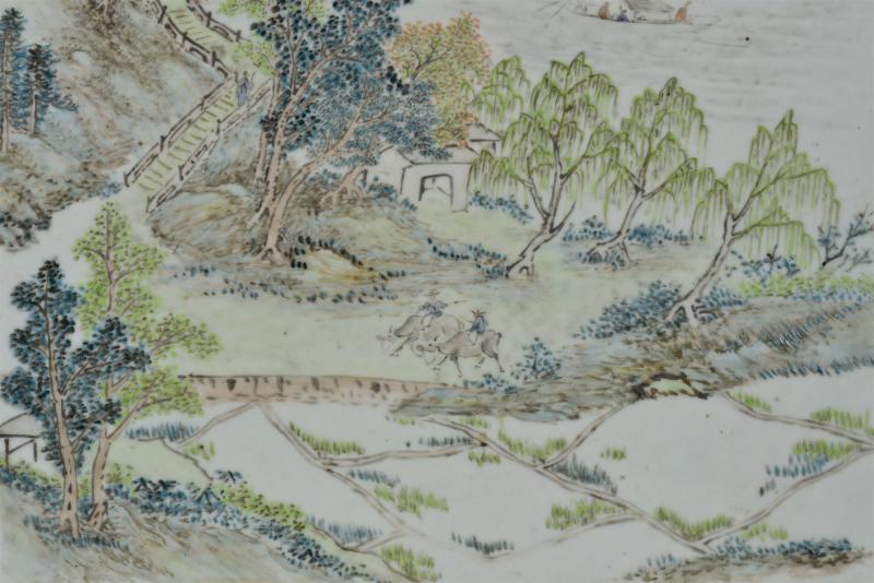 清光绪 汪友棠山水瓷板 - 图3
