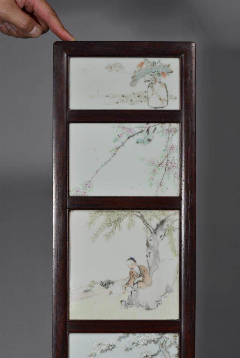 清光绪 任焕章浅绛彩山水人物花鸟八条屏 - 图16