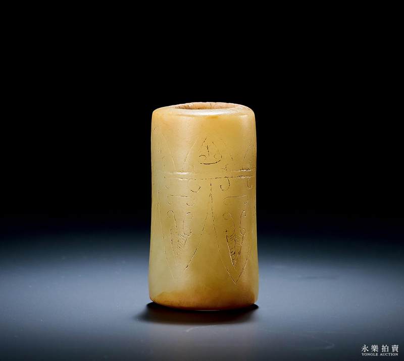 明 青白玉蝉纹勒子